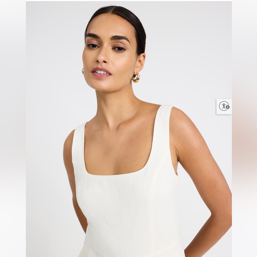 Express Cream Wide-Leg Sleeveless Jumpsuit - Picture 2 of 4